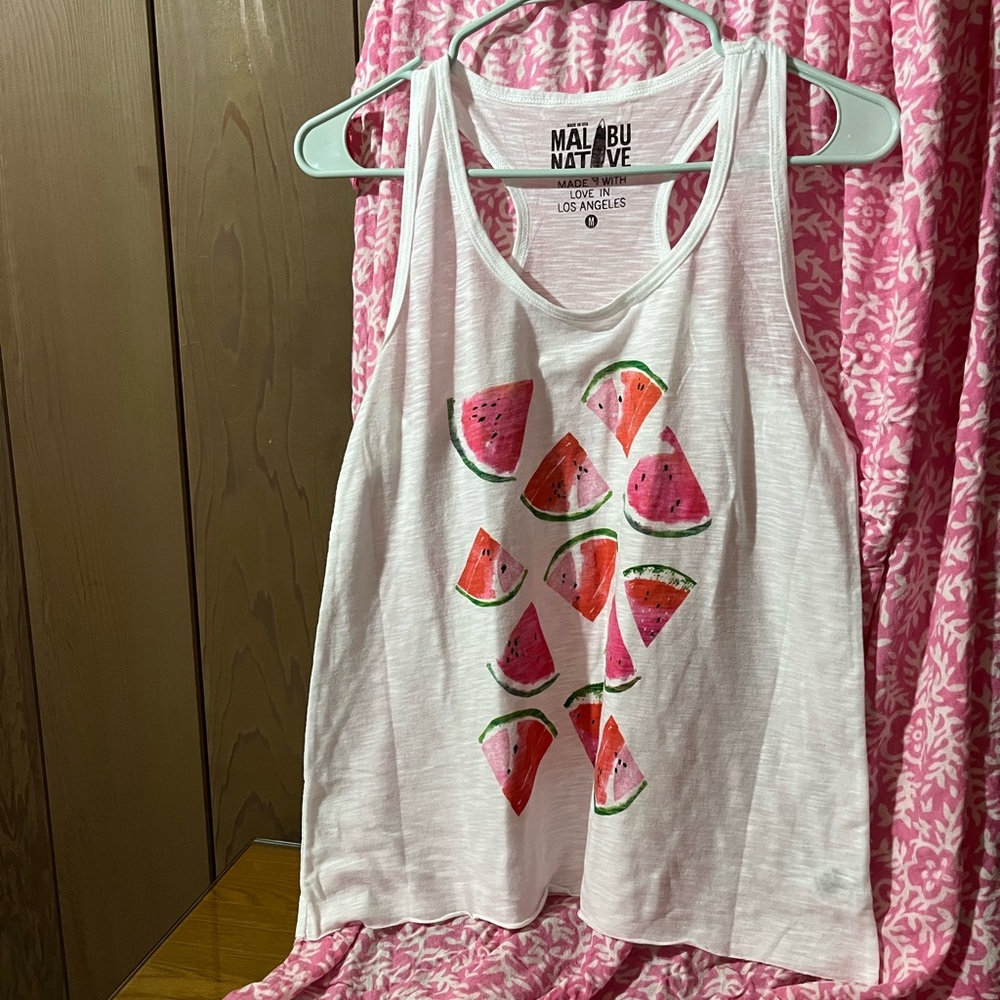 Malibu Native Watermelon racerback tank top